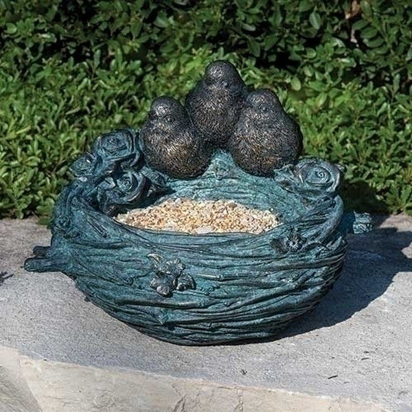 Trio Birds Nest Birdfeeder Sculpture